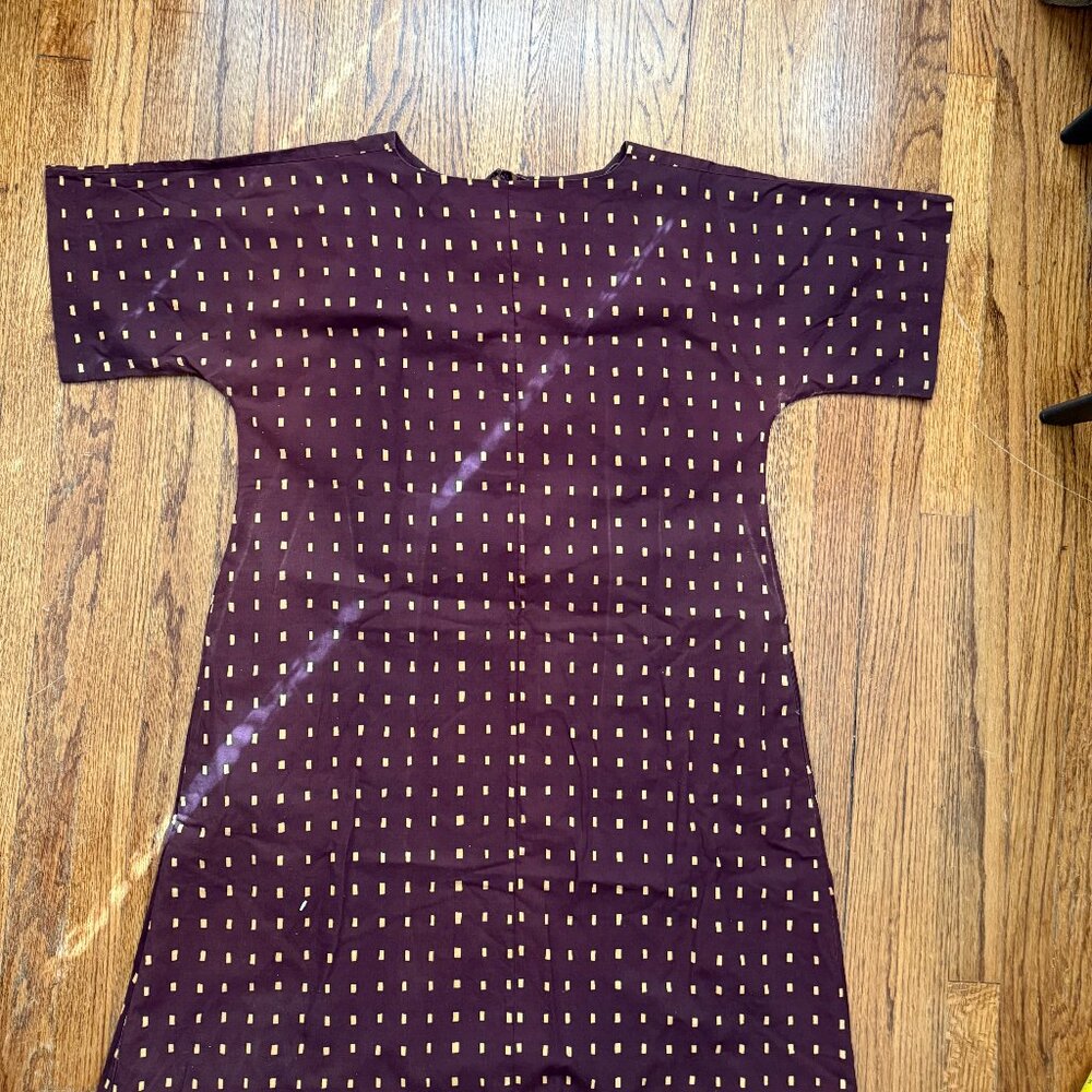 vintage marimekko 70s hand screen printed brown art to wear collectible dress